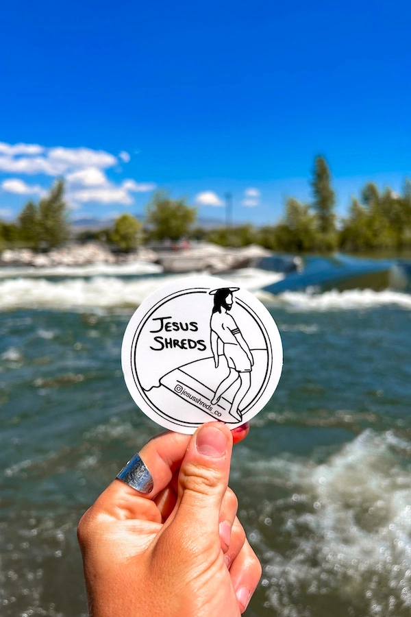 Jesus Shreds sticker white